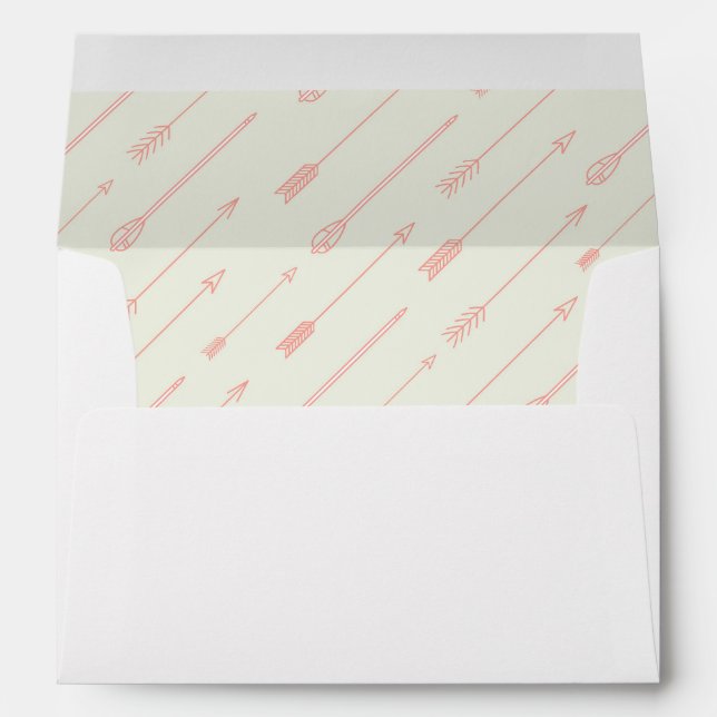 Coral Outlined Arrows Pattern Envelope (Back (Bottom))