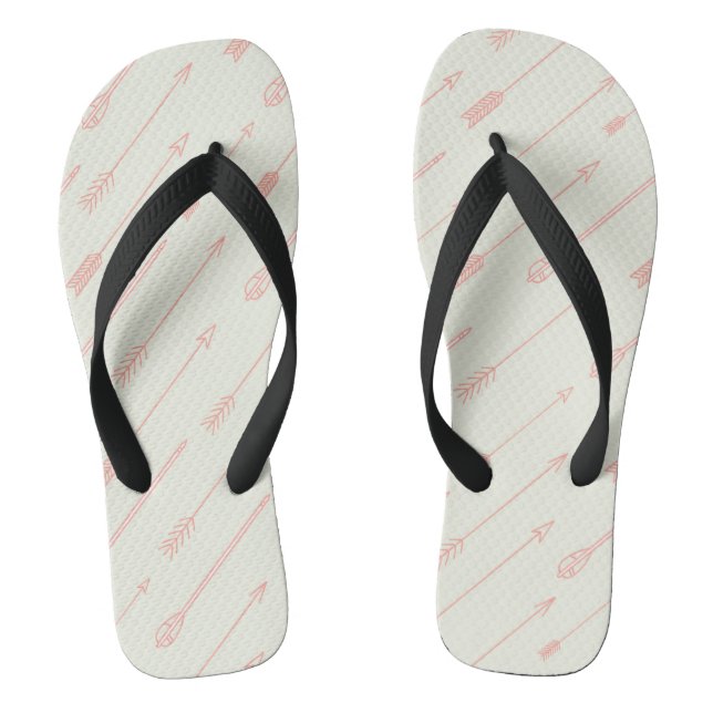 Coral Outlined Arrows Pattern Flip Flops (Footbed)