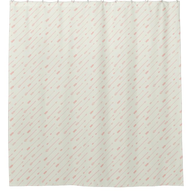Coral Outlined Arrows Pattern Shower Curtain (Front)