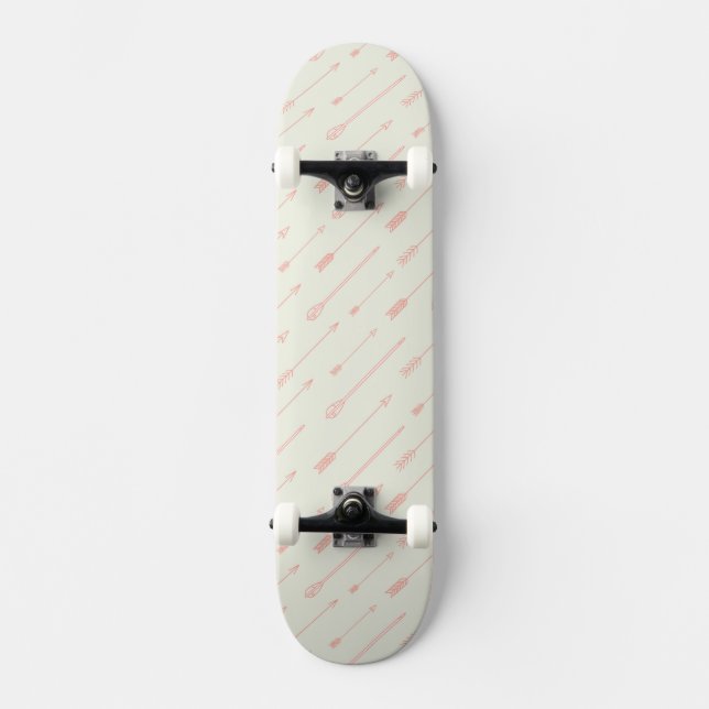 Coral Outlined Arrows Pattern Skateboard Deck (Front)
