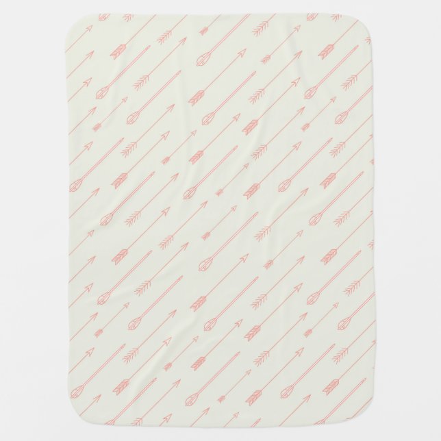 Coral Outlined Arrows Pattern Stroller Blanket (Front)