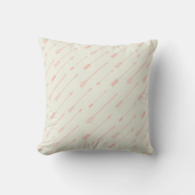 Coral Outlined Arrows Pattern Throw Pillow (Front)