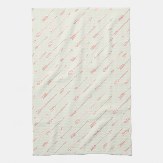 Coral Outlined Arrows Pattern Towel (Vertical)