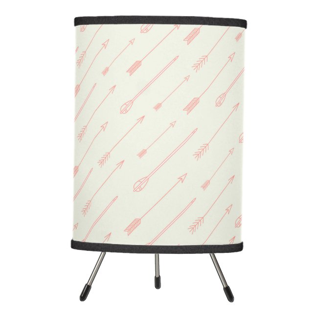 Coral Outlined Arrows Pattern Tripod Lamp (Front)