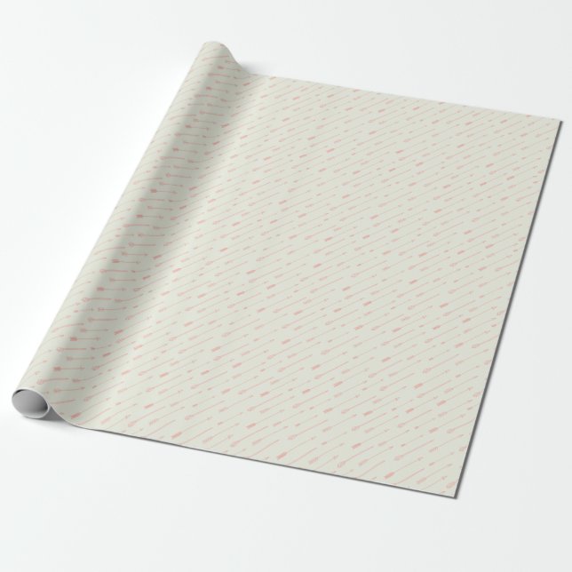 Coral Outlined Arrows Pattern Wrapping Paper (Unrolled)