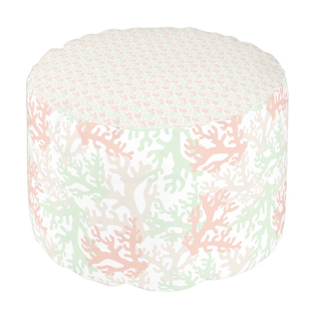 Coral Overlap Pastel Round Pouf (Angled Front)