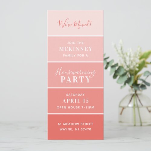 Coral Paint Swatch Card Housewarming Party Invite