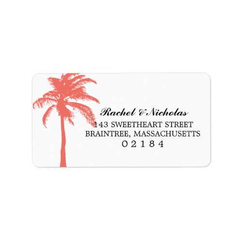 Coral Palm Tree  Address Label