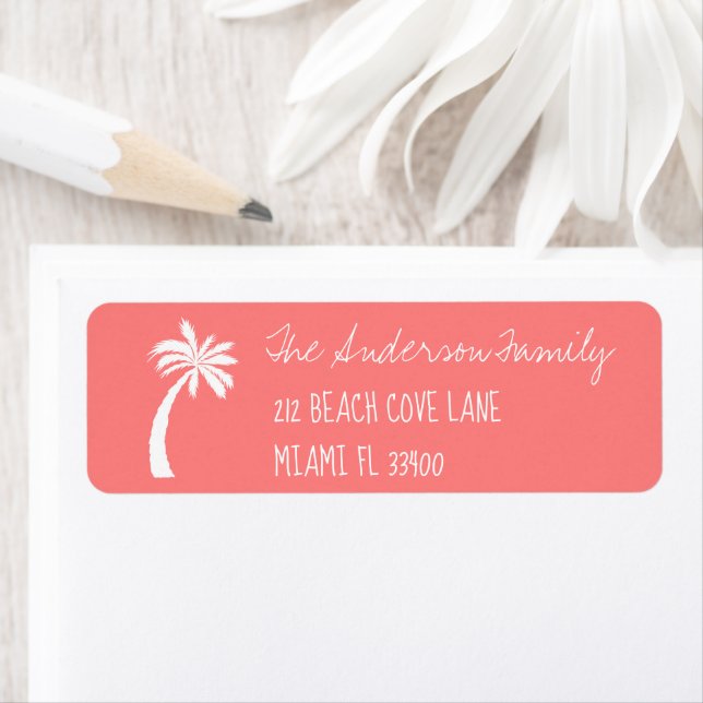 Coral + Palm Tree Icon Handwriting Typography Label (Insitu)
