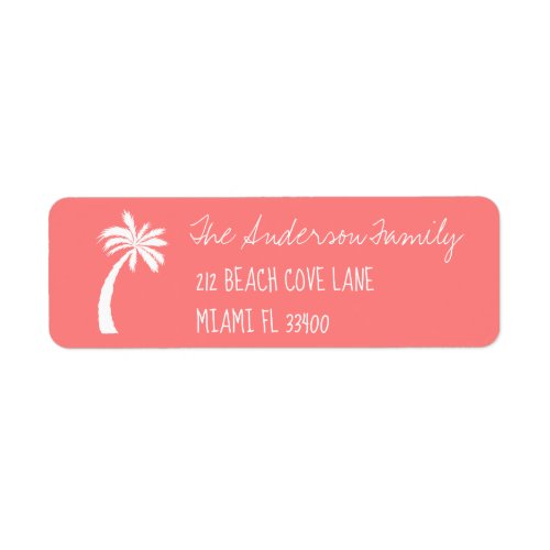 Coral  Palm Tree Icon Handwriting Typography Label