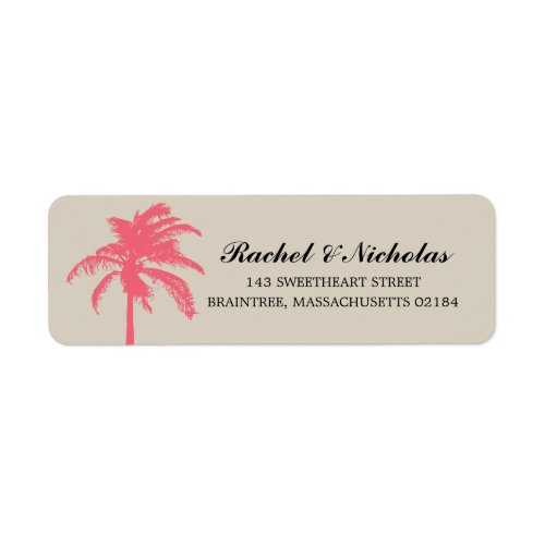 Coral Palm Tree  Return Address Label