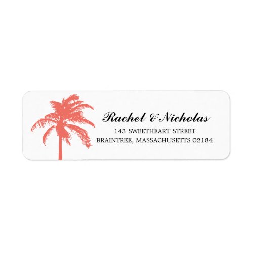 Coral Palm Tree  Return Address Label