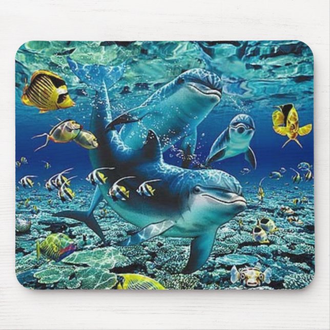 coral_pals_dolphins_1B, Roll All Over me Mouse Pad (Front)