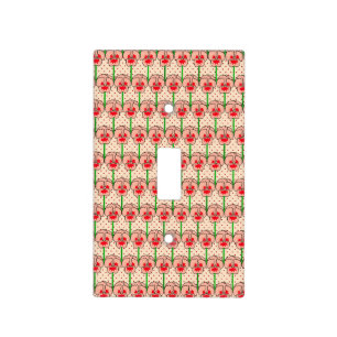 Coral pansies - retro wallpaper pattern light switch cover