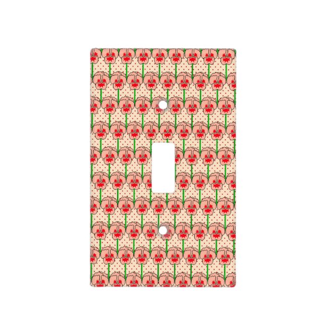 Coral pansies - retro wallpaper pattern light switch cover (Front)
