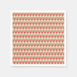 Coral pansies - retro wallpaper pattern paper napkins
