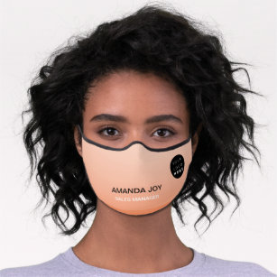 Coral Pastel Color To Heal Logo Name Monogram Premium Face Mask