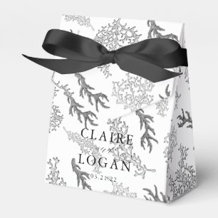 Coral Pattern B & W Nautical Wedding Favor Box