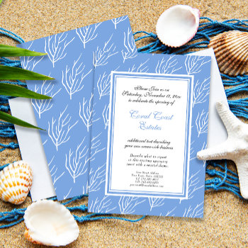 Coral Pattern Custom Colors Elegant Coastal Event  Invitation by AntiqueImages at Zazzle