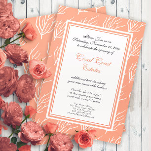 Coral Pattern Custom Colors Elegant Coastal Event Invitation
