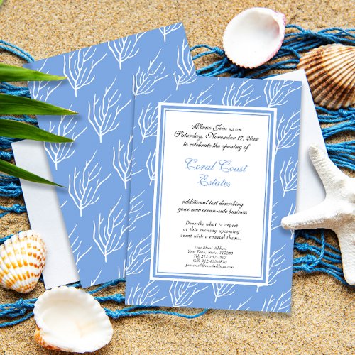 Coral Pattern Custom Colors Elegant Coastal Event  Invitation