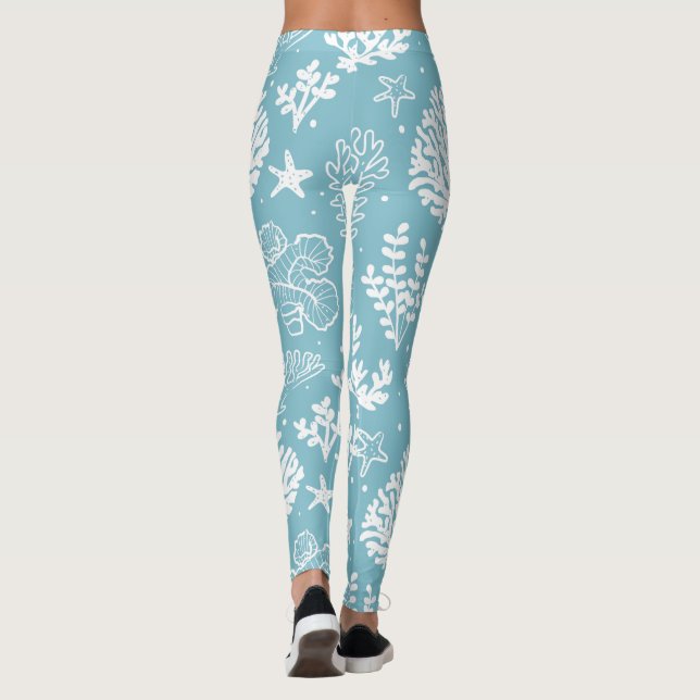 Coral Pattern, Sea Life Leggings (Back)