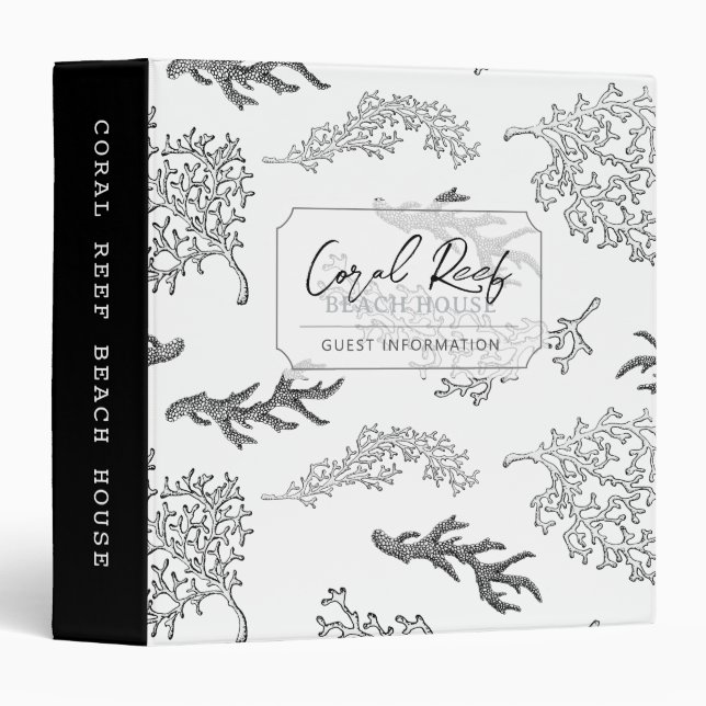 Coral Pattern Vacation Rental Bk Guest Information 3 Ring Binder (Front/Spine)