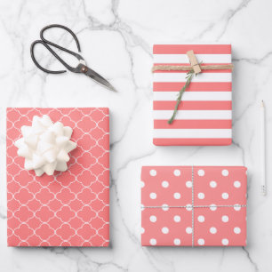 Coral Patterned Wrapping Paper Sheets