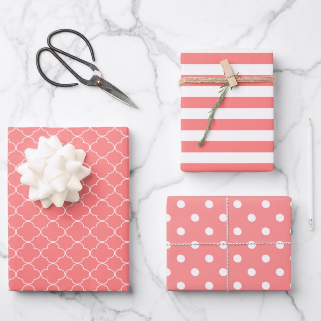 Coral Patterned Wrapping Paper Sheets (Front)