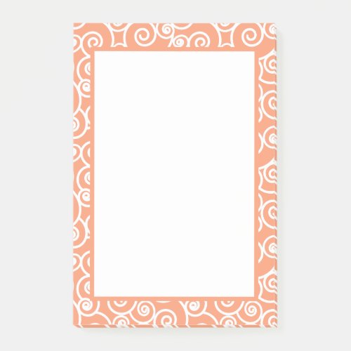 Coral Peach and White Ocean Waves Pattern Post_it Notes