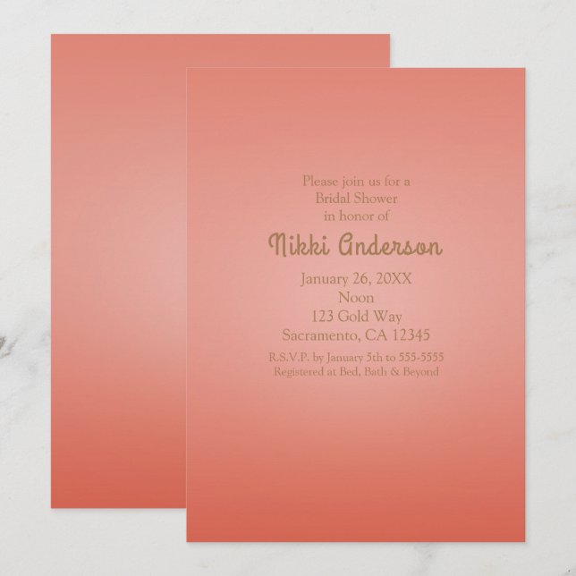 Coral Peach Dipped Chic Elegant Party Invitation (Front/Back)