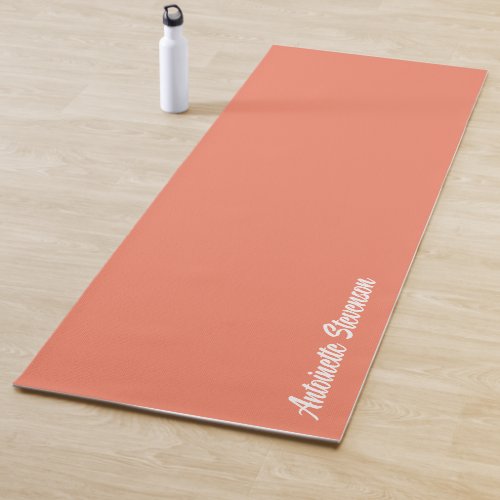 Coral Peach Elegant Signature Monogram Yoga Mat