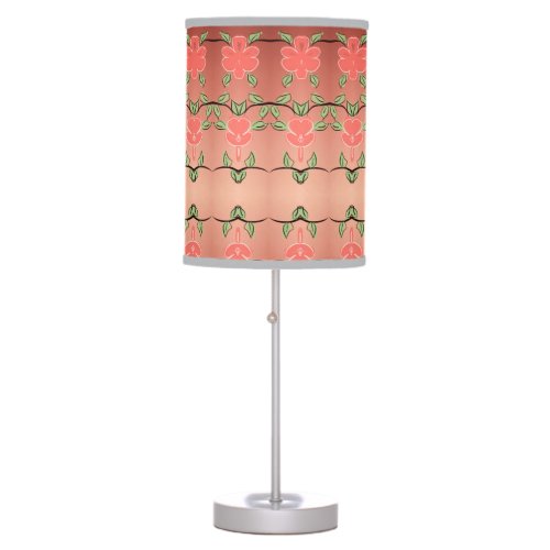 Coral peach Flowered Lamp with shade