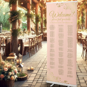 Coral Peach & Gold Alphabetical Seating Chart Retractable Banner
