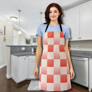 Coral Peach Gradient Checkered Apron