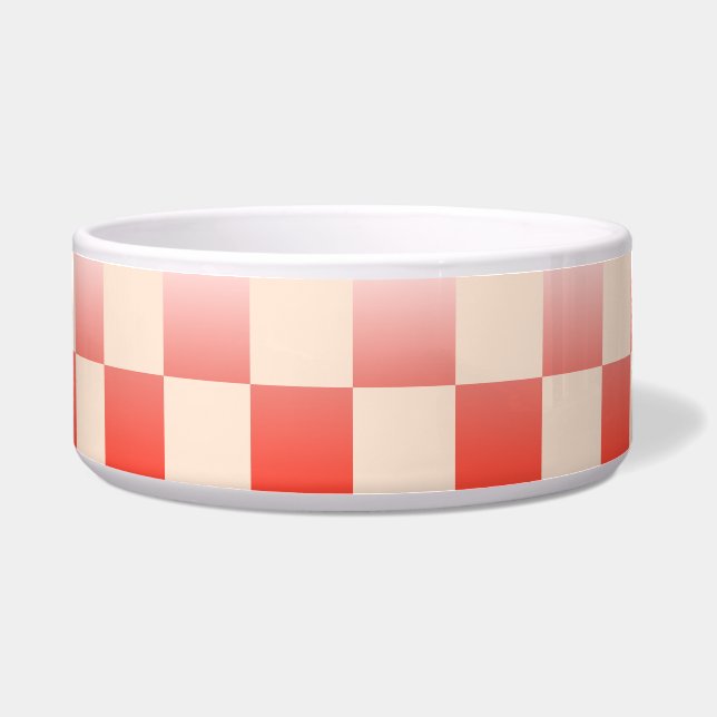 Coral Peach Gradient Checkered Bowl (Front)