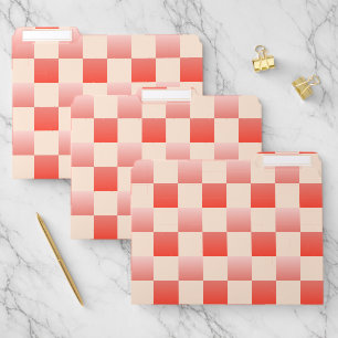 Coral Peach Gradient Checkered File Folder