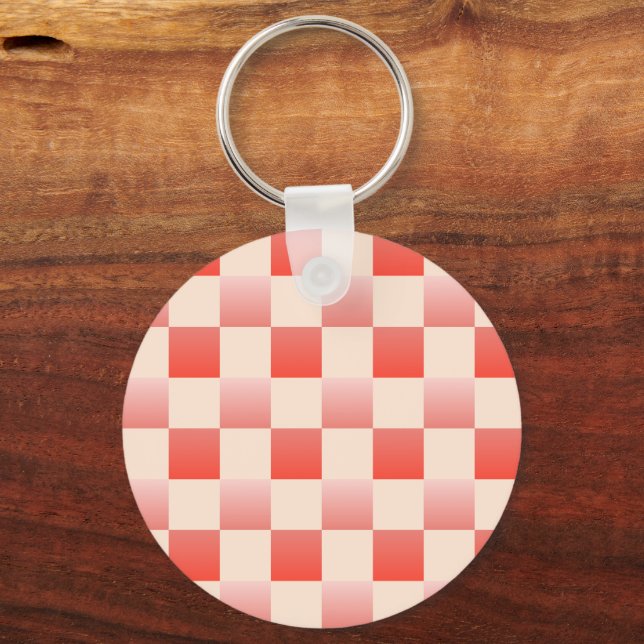 Coral Peach Gradient Checkered Keychain (Back)