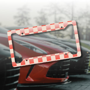 Coral Peach Gradient Checkered License Plate Frame