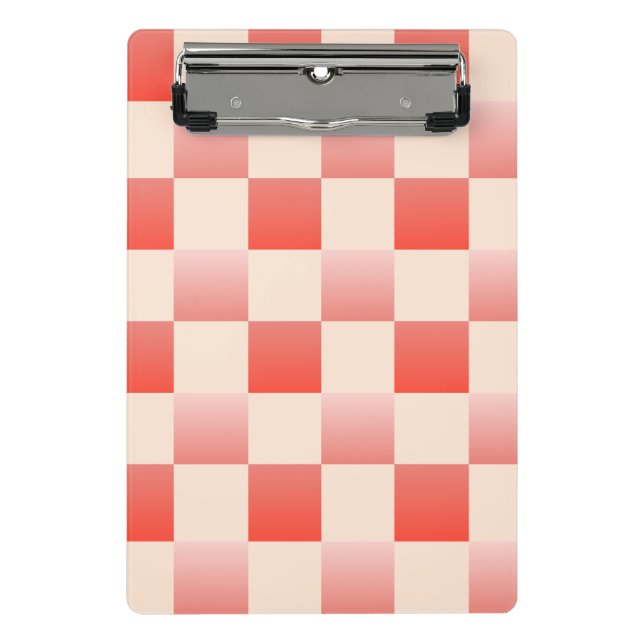 Coral Peach Gradient Checkered Mini Clipboard (Front)