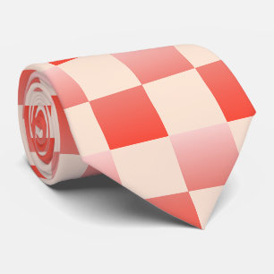 Coral Peach Gradient Checkered Neck Tie