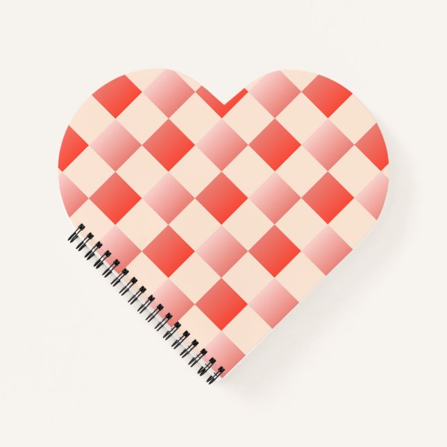 Coral Peach Gradient Checkered Notebook (Front)
