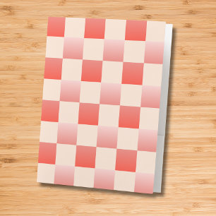 Coral Peach Gradient Checkered Pocket Folder