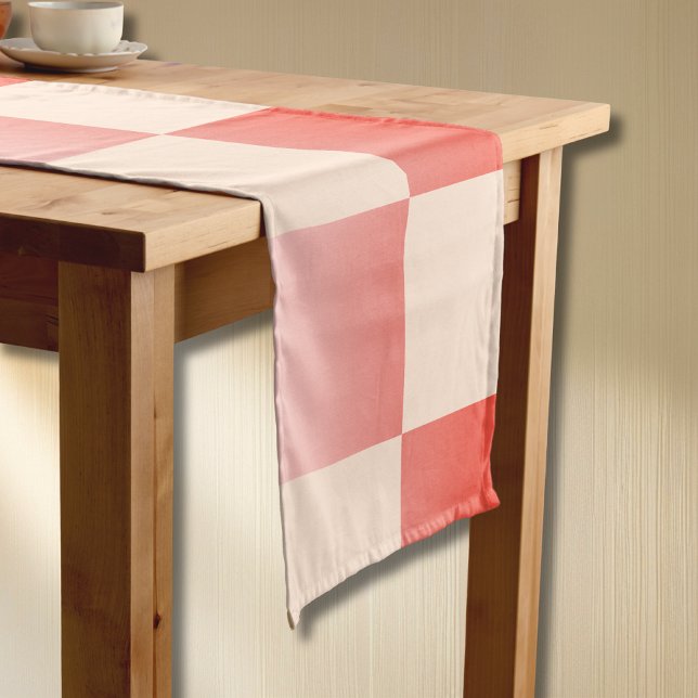 Coral Peach Gradient Checkered Short Table Runner (Creator Uploaded)