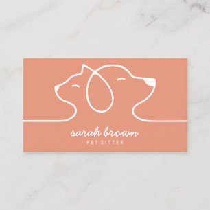 Coral Peach Orange Dog Cat Pet Business Card