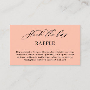 Coral Peach Pastel Stock the bar Bridal Shower Enclosure Card
