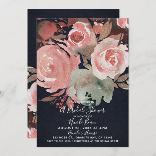 Coral Peach Pink Soft Bold Floral Bridal Shower Invitation