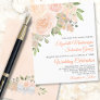 Coral Peach Roses Elegant BUDGET Wedding Invite