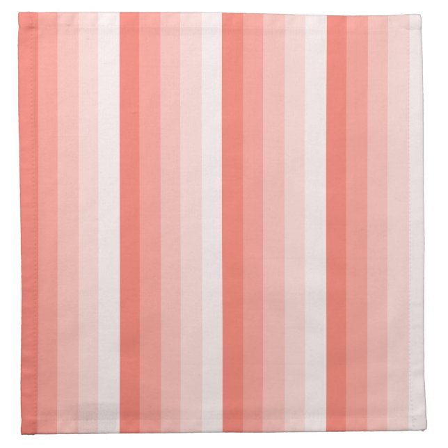 Coral peach shadow stripes cloth napkin (Front)