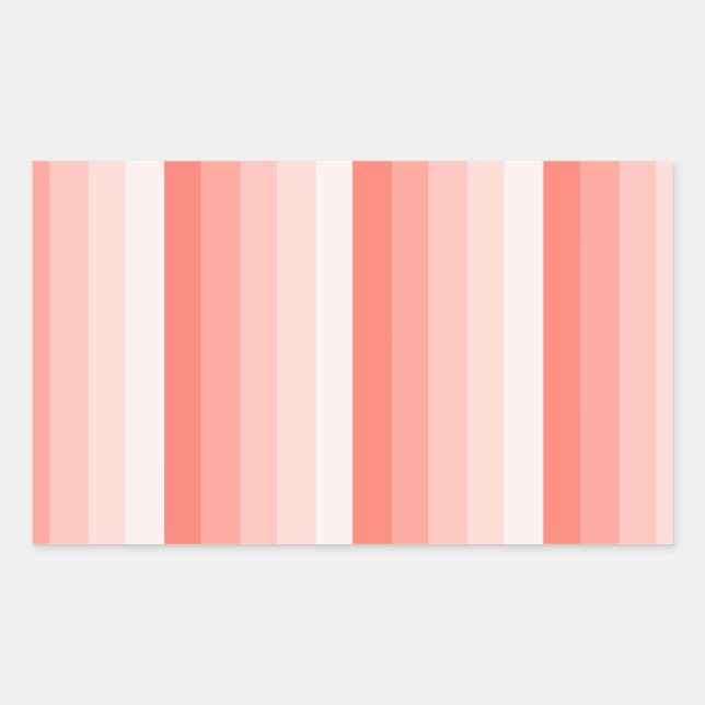 Coral peach shadow stripes rectangular sticker (Front)
